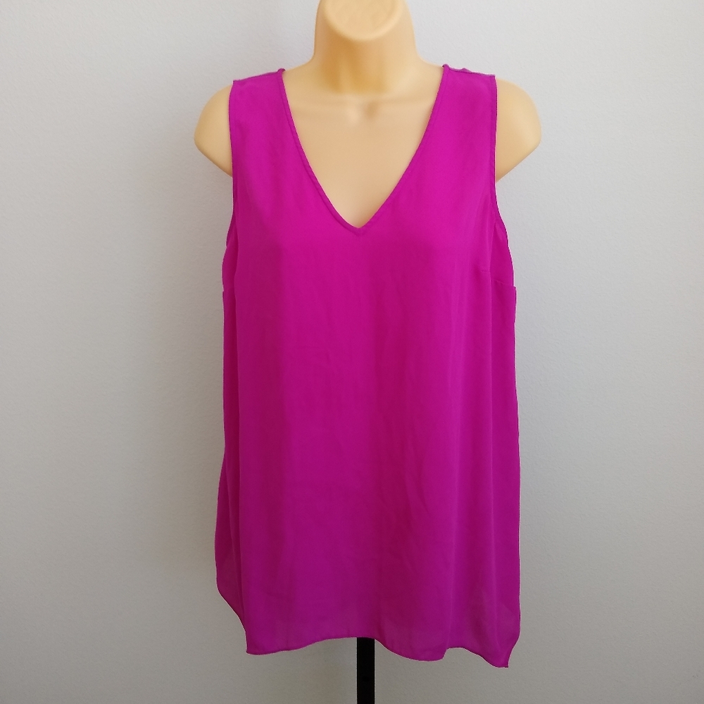 INC Fuchsia Pink Sleeveless V-Neck Top Medium